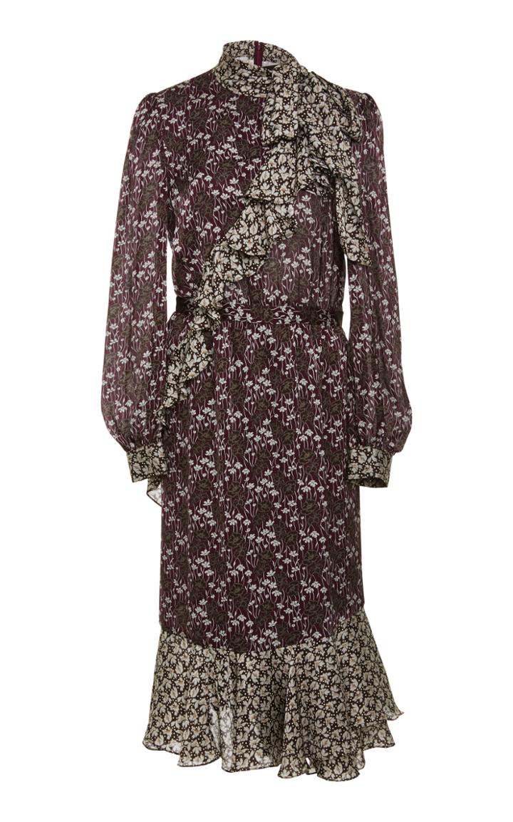 Co Floral Ruffle Midi Dress