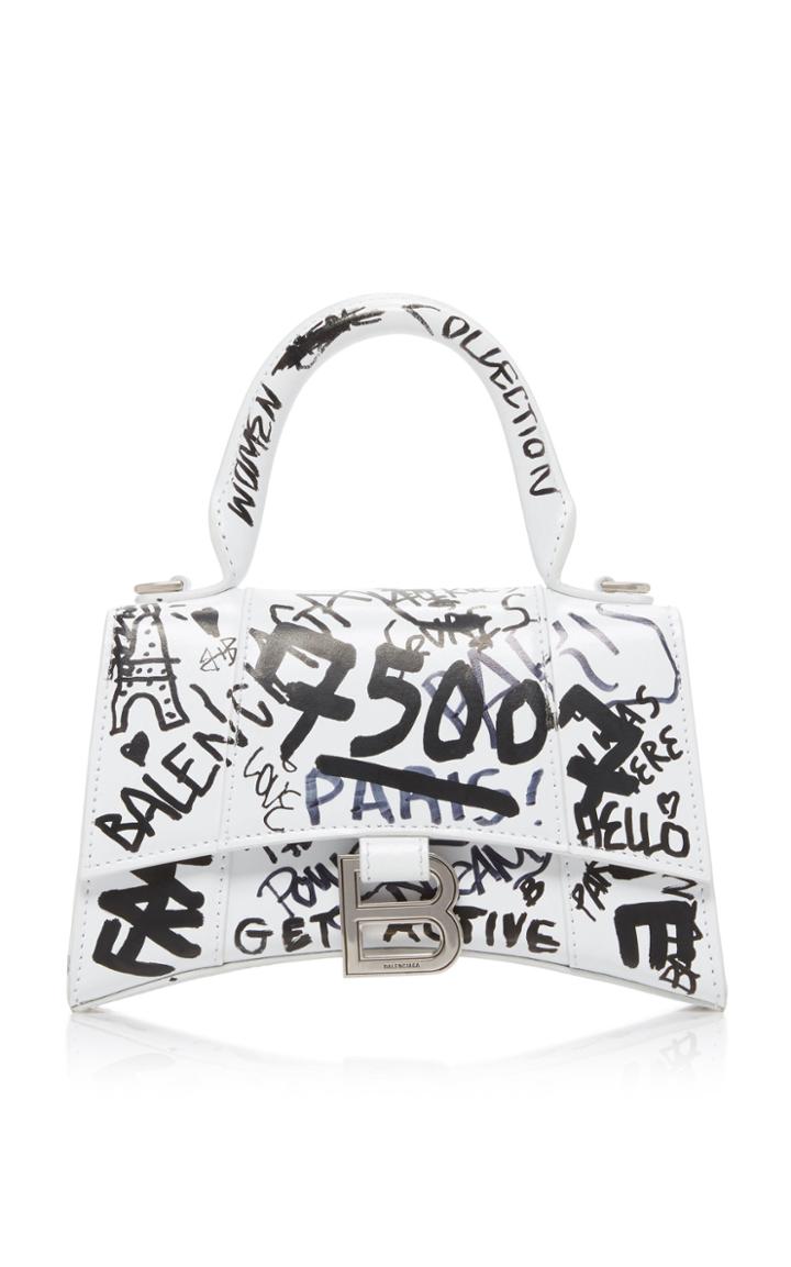 Balenciaga Hourglass Graffiti-print Leather Mini Handbag