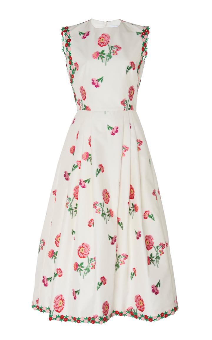 Moda Operandi Andrew Gn Pleated Floral-print Satin Dress Size: 34