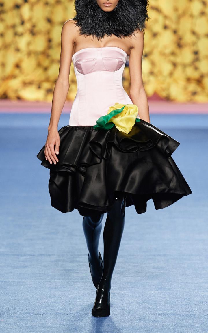 Moda Operandi Richard Quinn Two-tone Satin Strapless Dress