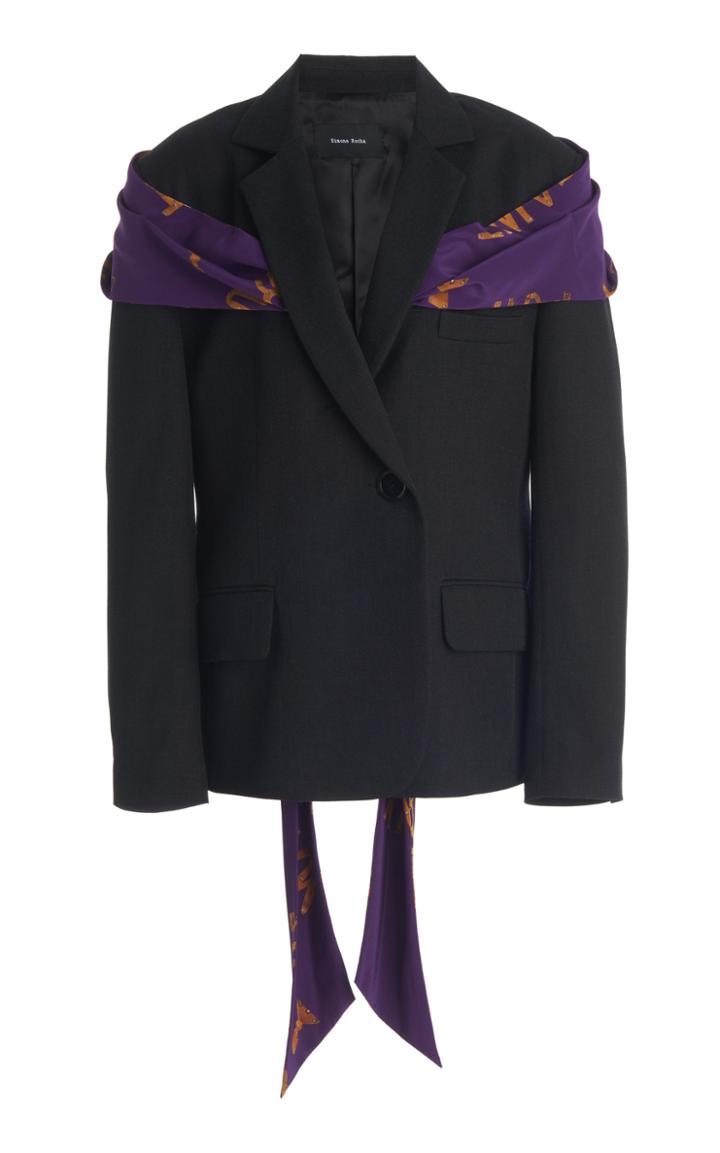 Moda Operandi Simone Rocha Bow-embellished Wool-blend Blazer