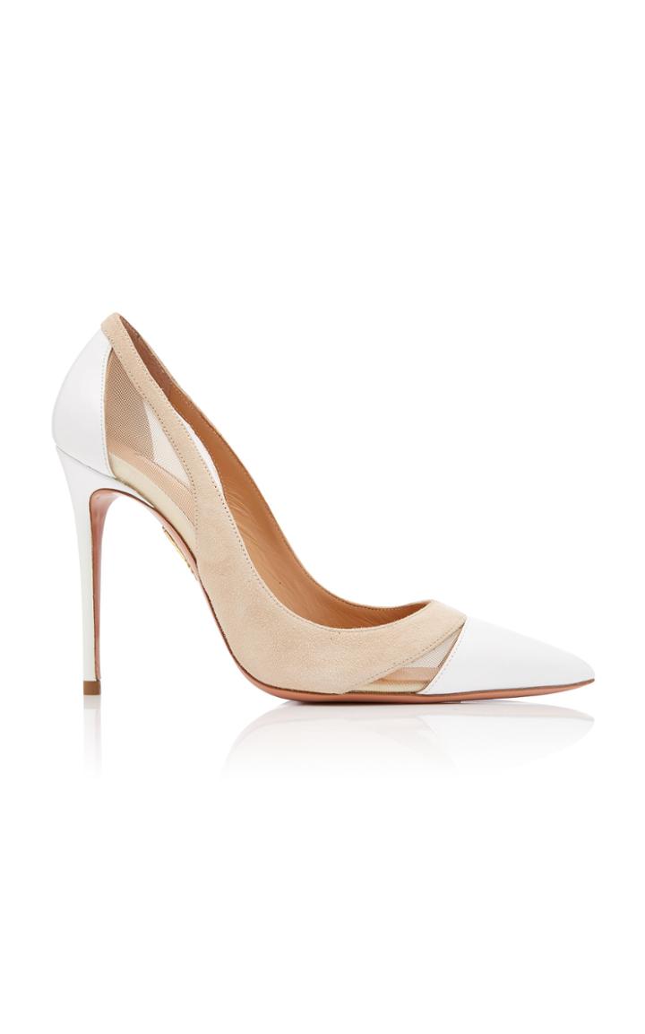 Aquazzura Savoy Leather Mesh And Suede Pumps