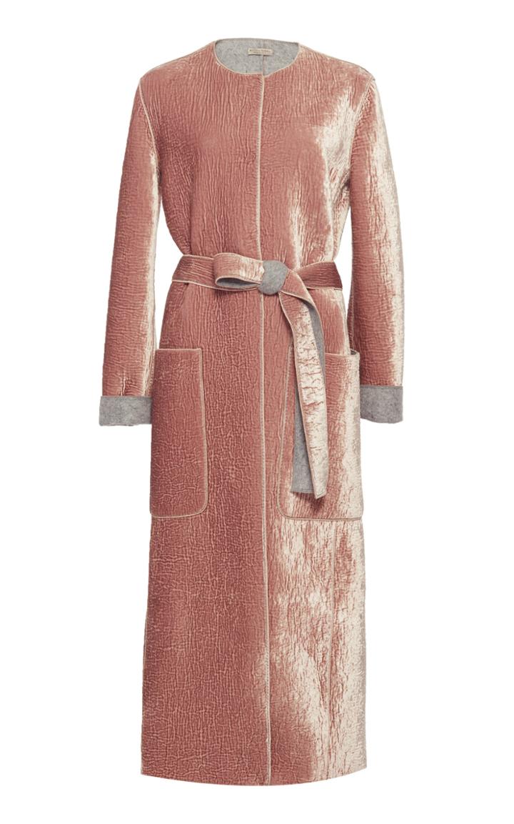 Bottega Veneta Belted Crushed Velvet Coat