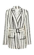 Bouguessa Belted Striped Tweed Blazer