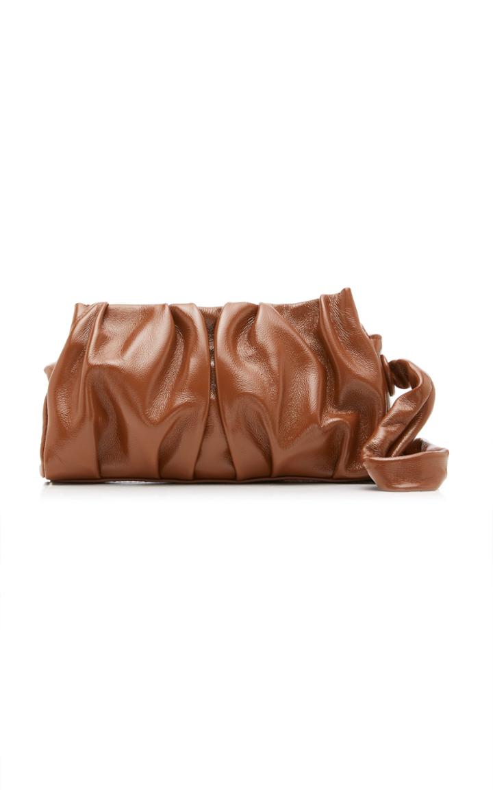 Elleme Vague Ruched Patent Leather Shoulder Bag