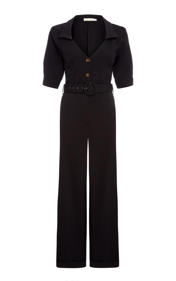 Usisi Gillian Belted Stretch Wool-blend Jumpsuit