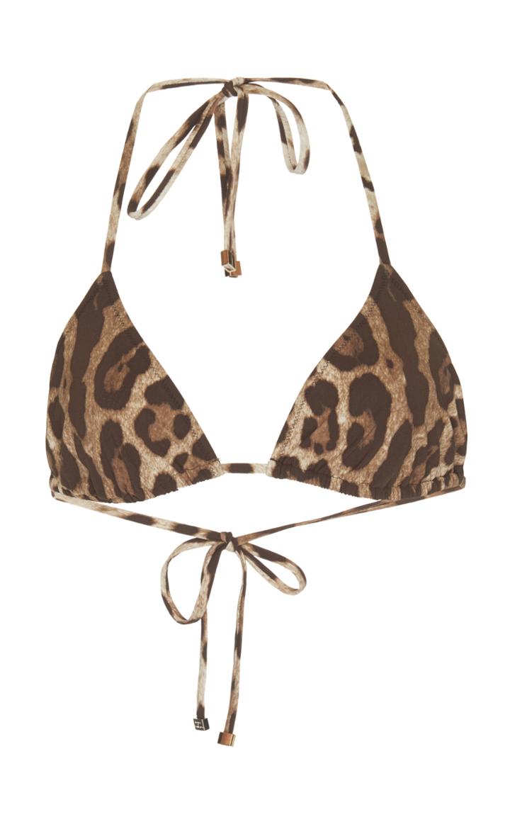 Dolce & Gabbana Leopard-print Triangle Bikini Top