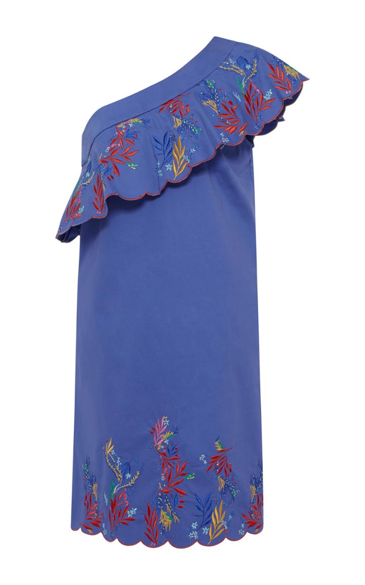 Saloni Embroidered One Shoulder Dress