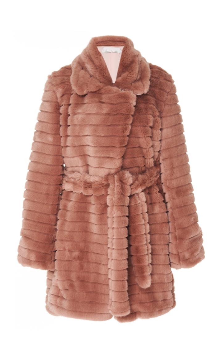 Fleur Du Mal Belted Faux Fur Mini Coat