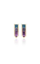 Jane Taylor Amethyst, Iolite And Topaz 14k Yellow Gold Stud Earrings