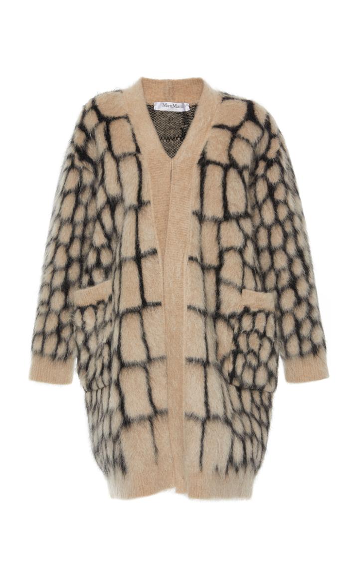 Max Mara Carlo Oversized Animal-print Mohair-blend Cardigan