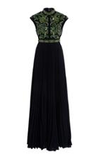 Moda Operandi Andrew Gn Embroidered Cap-sleeve Silk Dress Size: 34