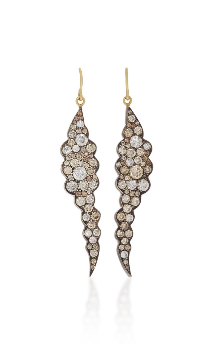 Sylva & Cie Cloud 18k Gold And Champagne Diamond Earrings