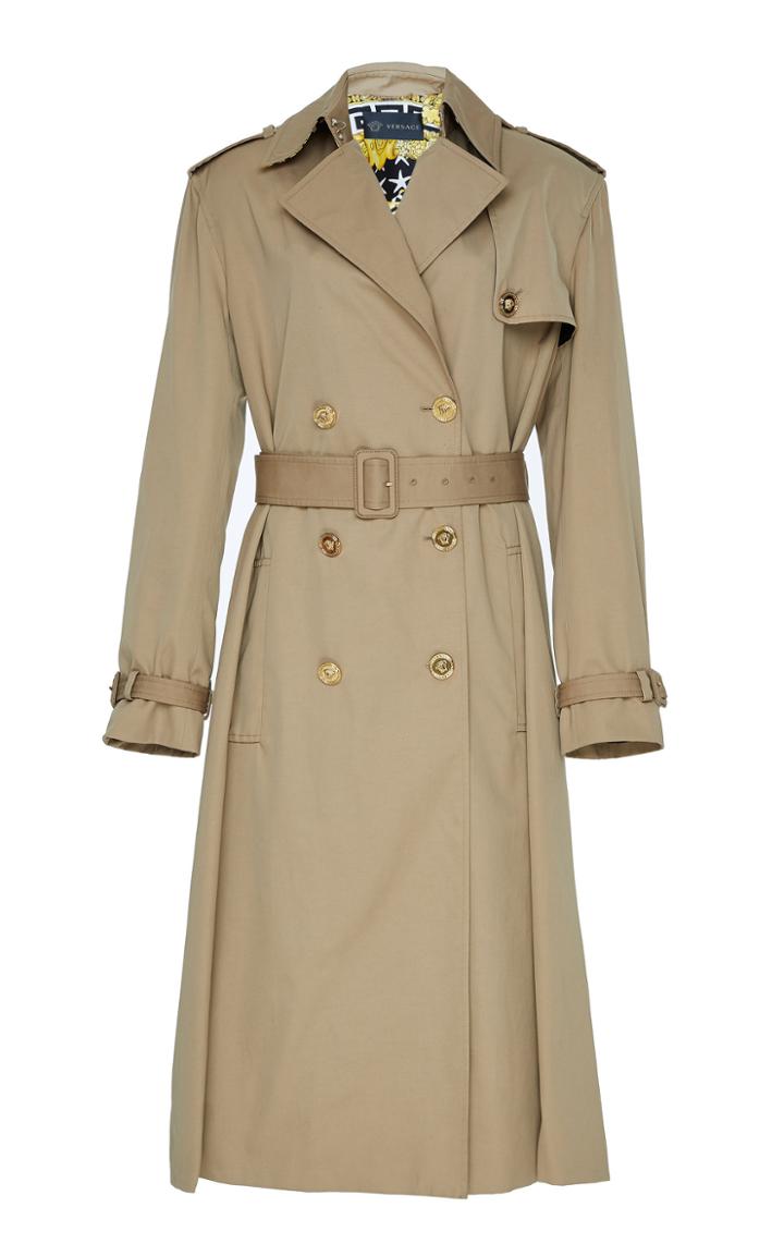 Versace Printed Back Gabardine Trench Coat