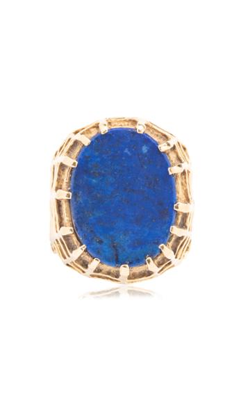 Moda Operandi Tiina Smith Vintage Henry Dunay Gold & Lapis Cocktail Ring