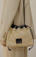 Moda Operandi Low Classic Contrasting Leather And Rattan Shoulder Bag