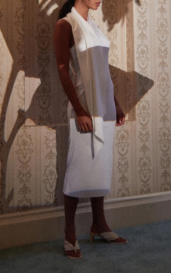 Moda Operandi Acler Aster Draped Crepe Midi Tie-neck Dress
