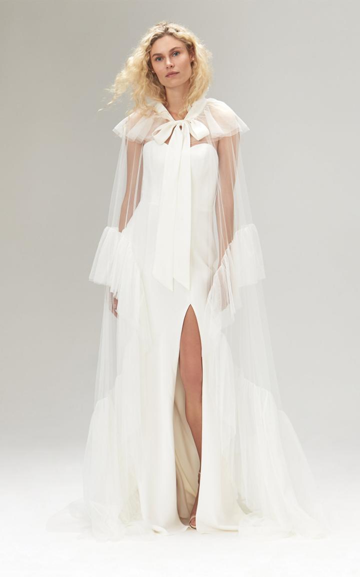 Savannah Miller Elin Sweetheart Crepe Strapless Gown With Side Split