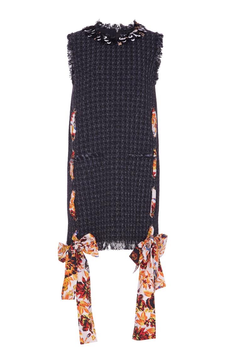 Msgm Lurex Check Tweed Bow Dress