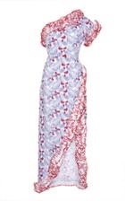 Gl Hrgel One-shoulder Ruffled Floral-print Linen Midi Dress