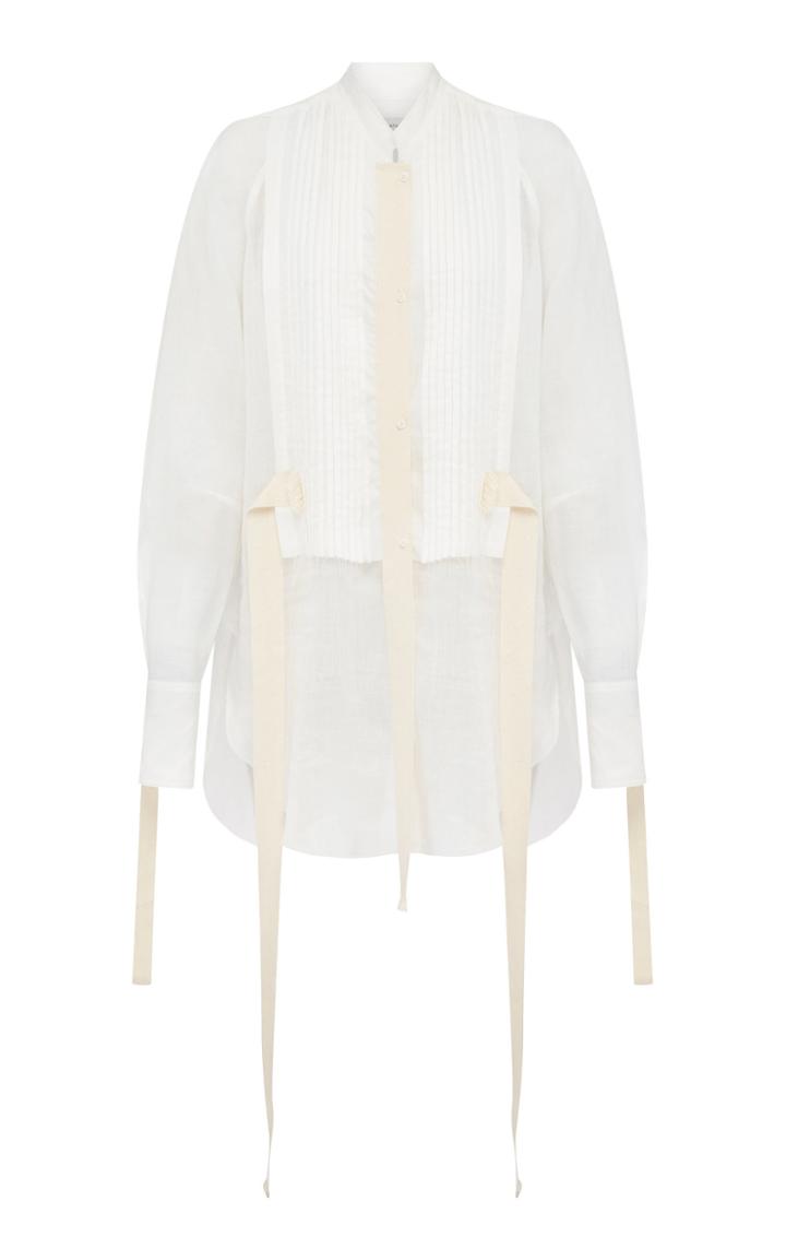 Lee Mathews Gigi Pleat Front Linen Shirt