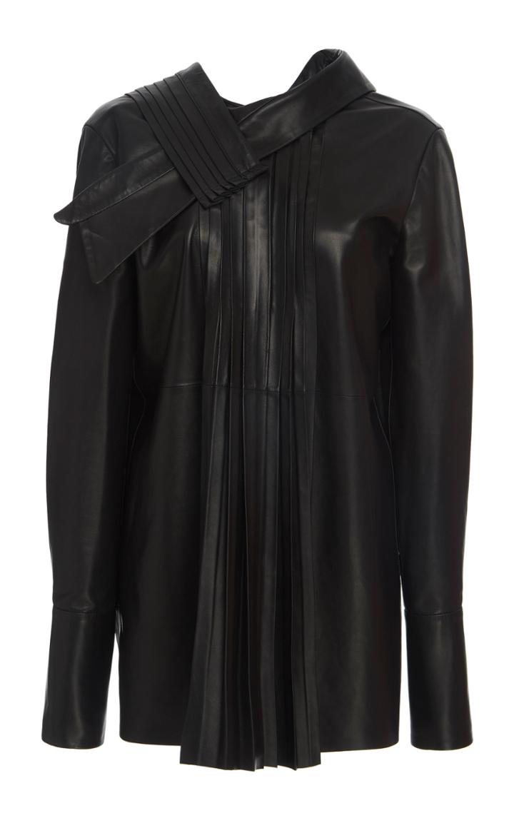 Marni Draped Neckline Leather Shirt