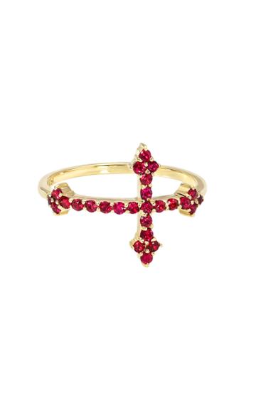 Moda Operandi Dru. 14k Yellow Gold Ruby Cross Your Fingers Ring