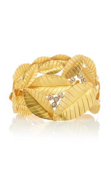 Ofira 18k Gold And Diamond Leaf Cuff