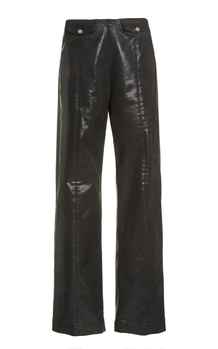 Moda Operandi Veronica Beard Brinley Coated Cotton Wide-leg Jeans