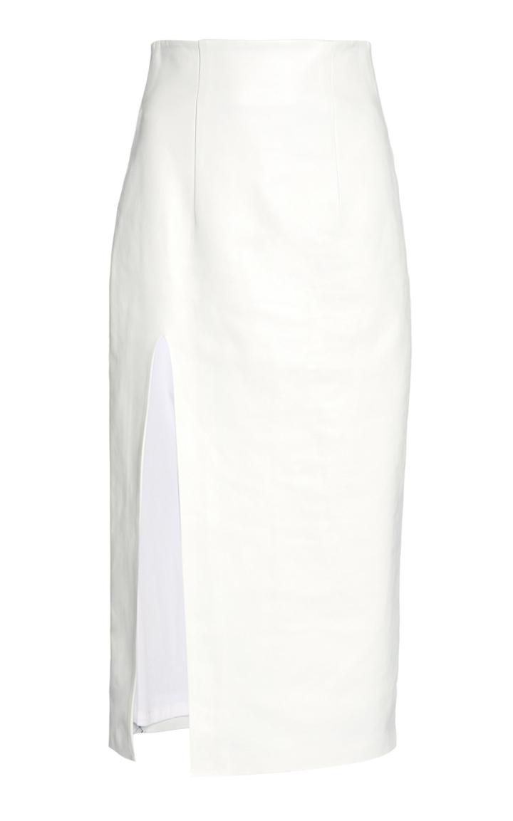 Moda Operandi Piece Of White Lisa Side-slit Leather Pencil Skirt