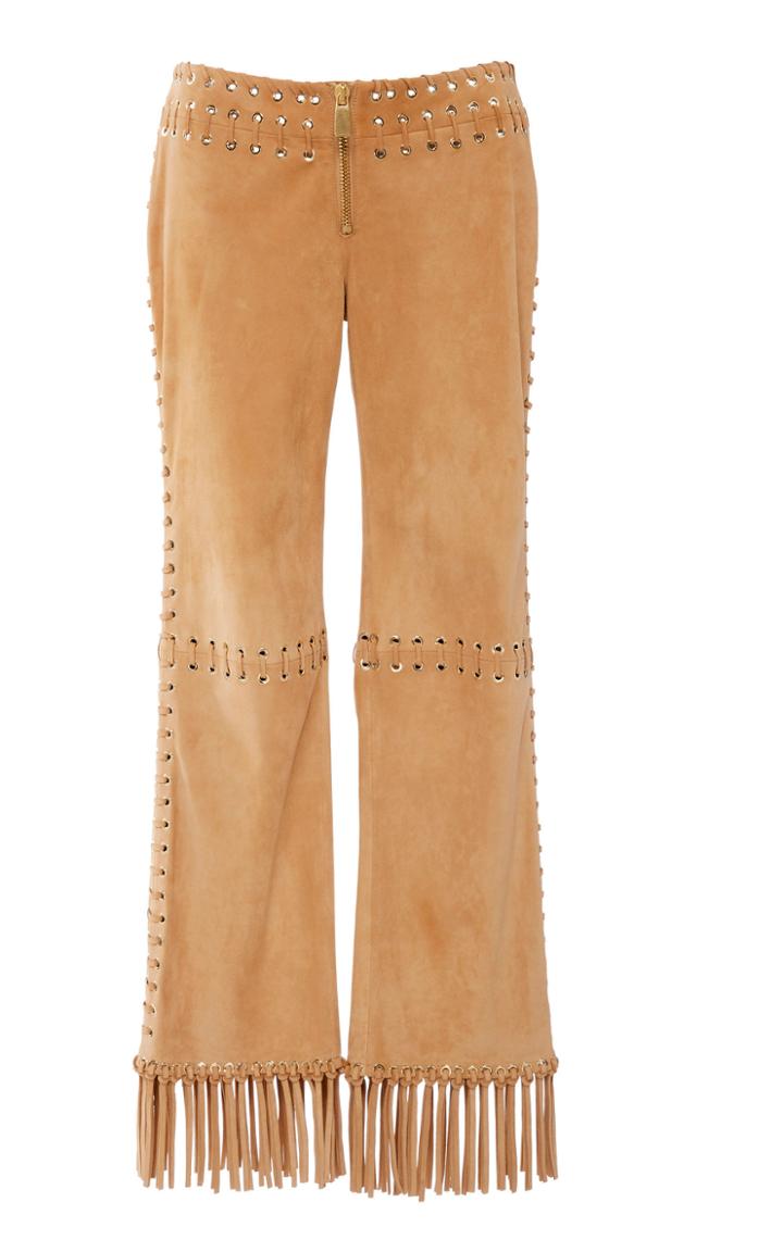 Michael Kors Collection Low-rise Leather Fringe Pants