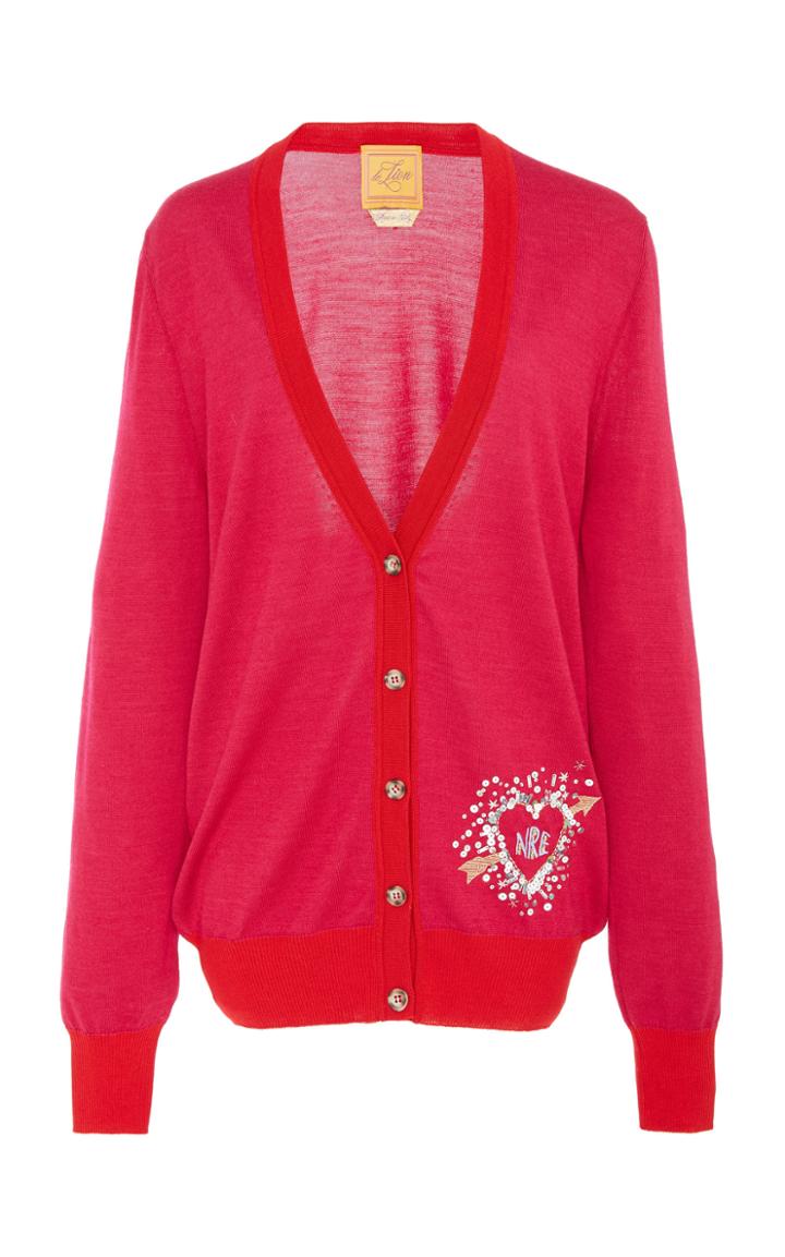 Le Lion Monogram Heart Boyfriend Cardigan