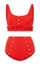 Lisa Marie Fernandez Colby Ruffle High Waist Bikini Set
