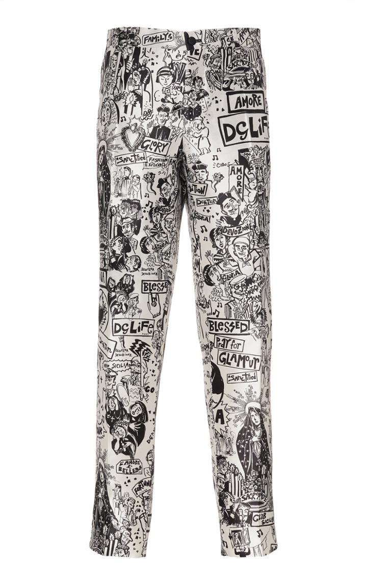 Dolce & Gabbana Printed Crepe De Chine Pants