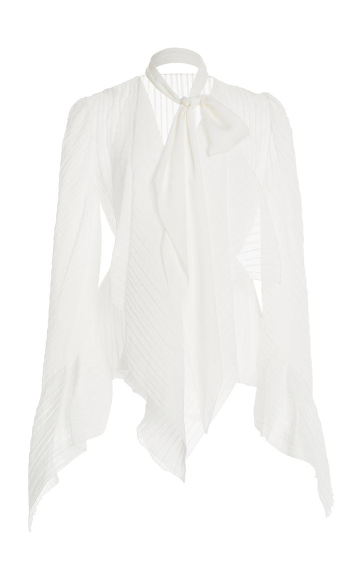 Moda Operandi Roland Mouret Alcazar Pussy-bow Plisse Blouse