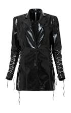Moda Operandi Mach & Mach Crystalized Corset Faux Leather Dress Size: L