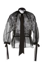 Bibhu Mohapatra Embroidered Organza Neck Tie Blouse