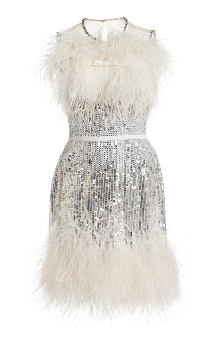 Moda Operandi Jenny Packham Feather-embellished Sequined Dress