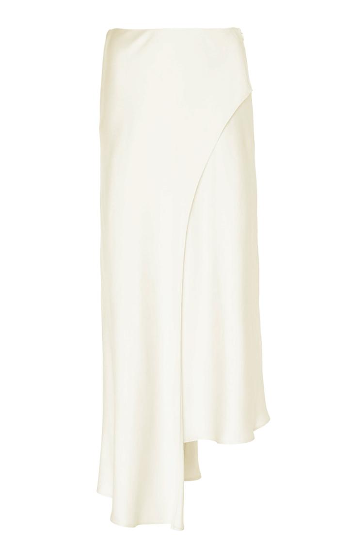 Lapointe Asymmetric Double-faced Satin Midi Skirt