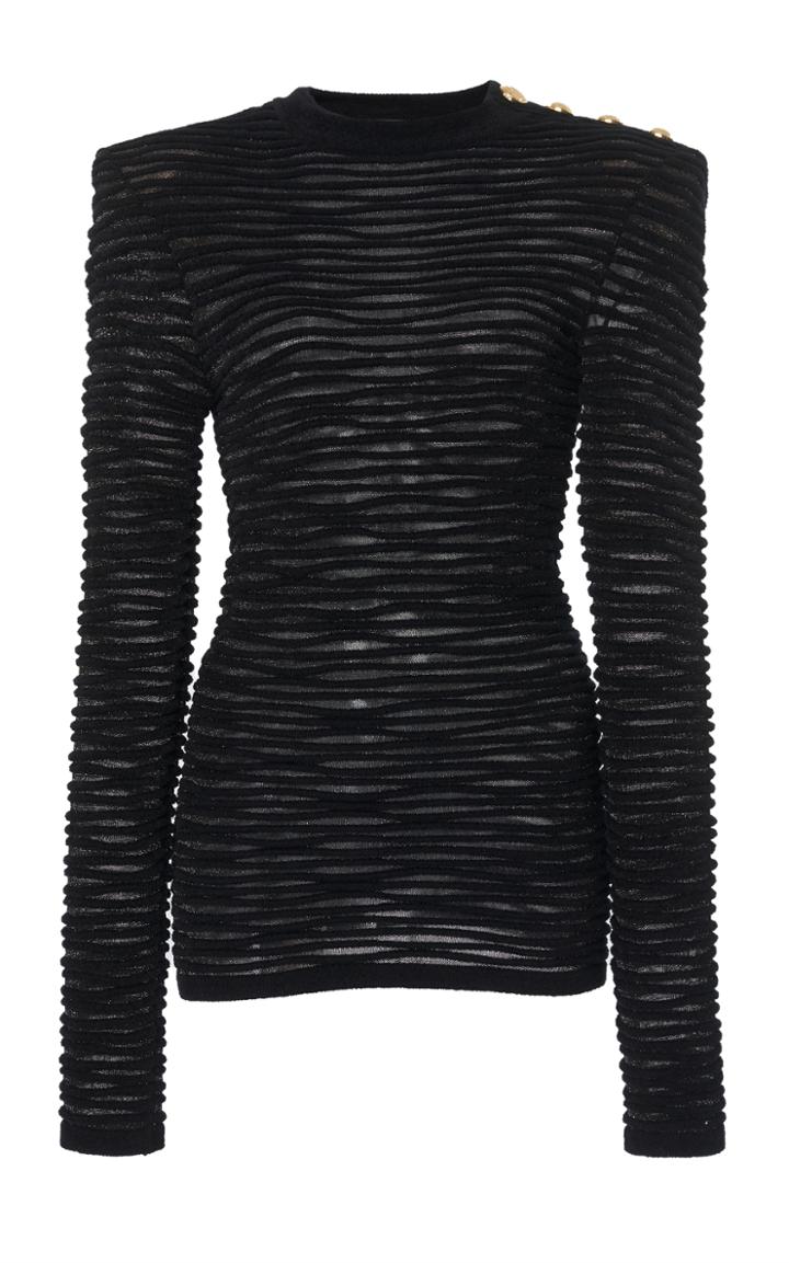 Balmain Ribbed Velour Top