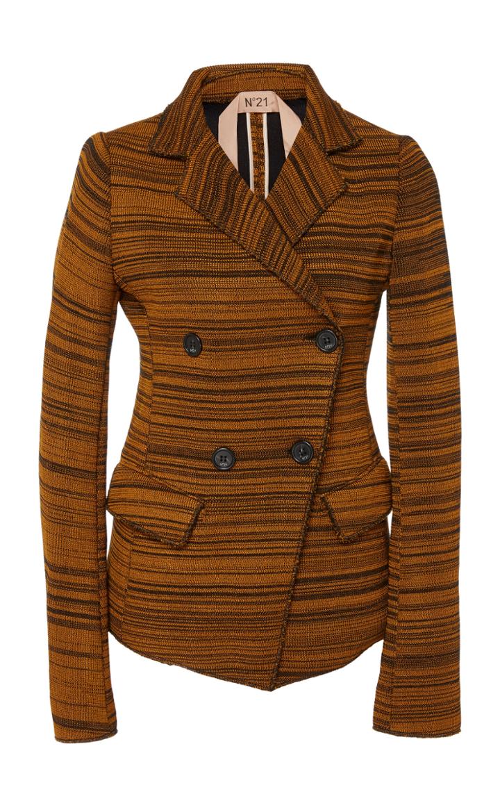 N21 Alva Striped Double-breasted Knit Blazer