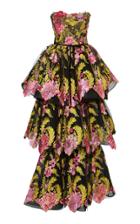 Marchesa Tiered Floral Embroidered Gown