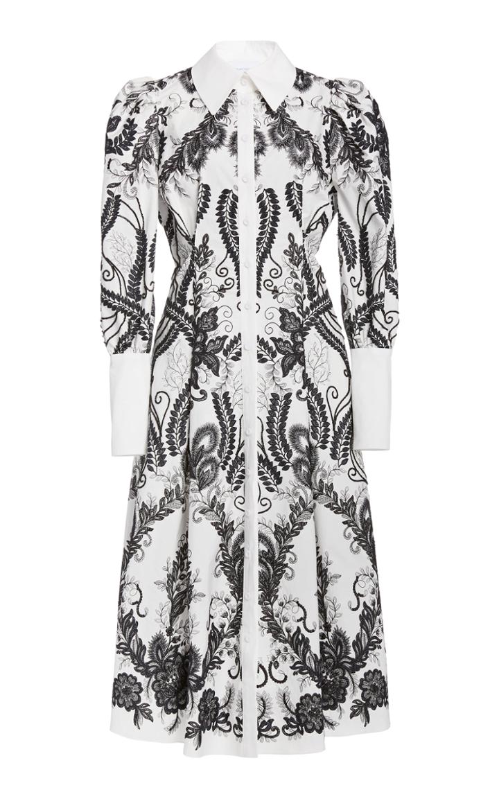 Moda Operandi Marchesa Embroidered Cotton Shirt Dress