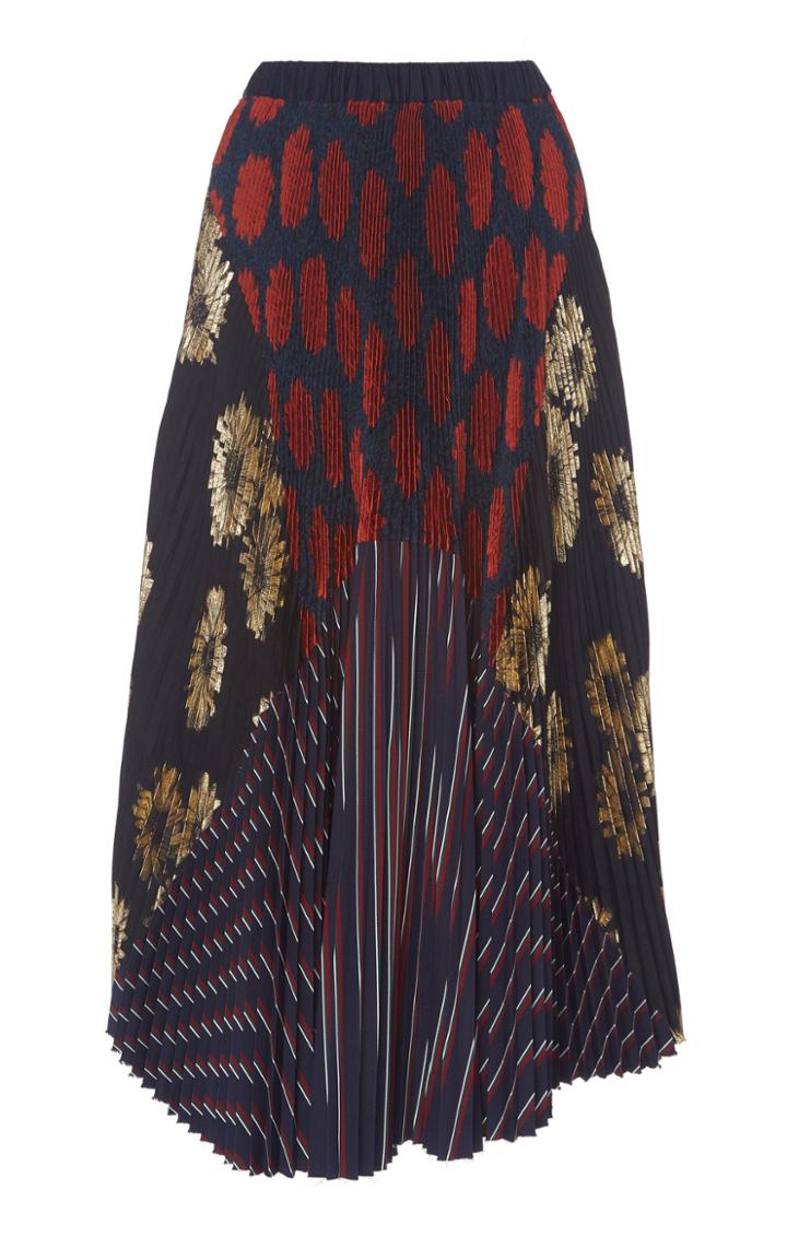 Biyan Mimma Silk-blend Pleated Midi Skirt