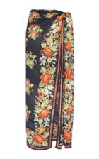 Paco Rabanne Printed Floral Satin Wrap Skirt