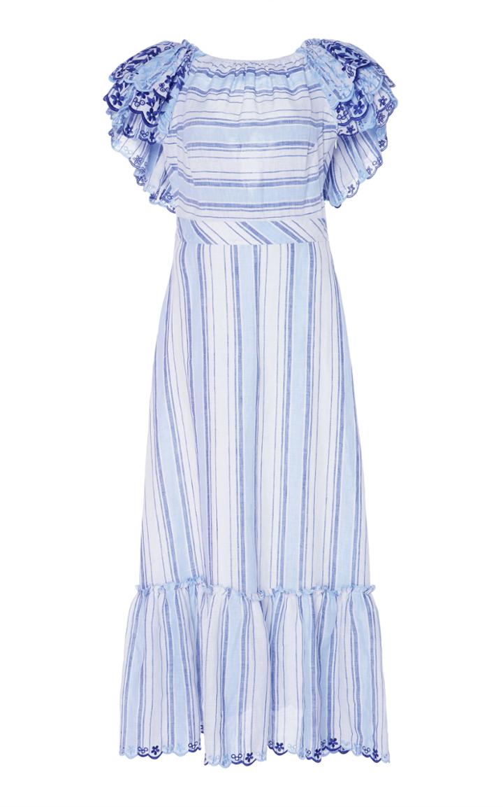 Gl Hrgel Striped Ruffle Sleeve Tiered Dress