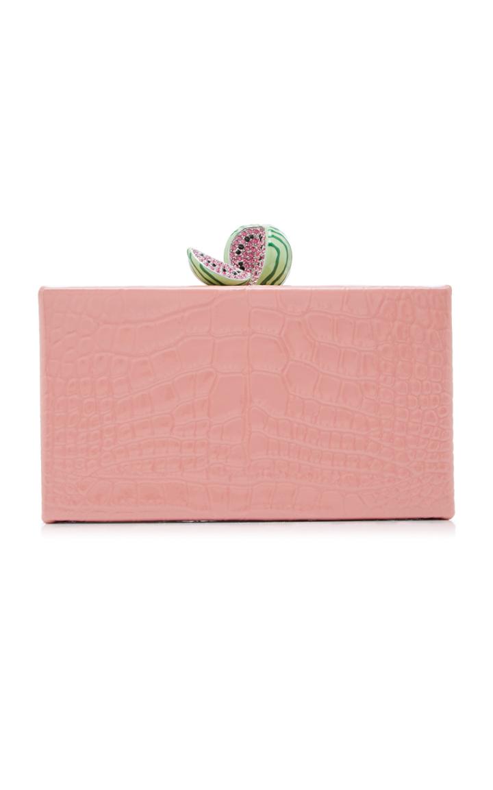 Edie Parker Jean Embellished Croc-effect Leather Clutch