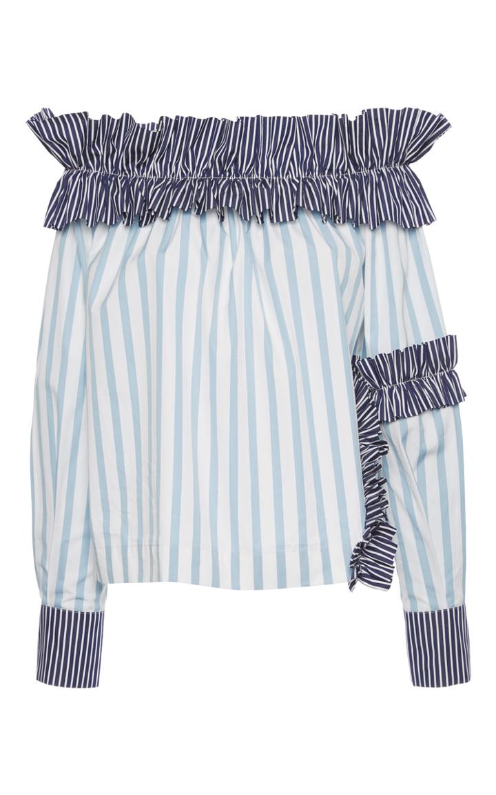 Msgm Striped Off The Shoulder Top