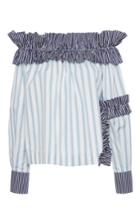 Msgm Striped Off The Shoulder Top