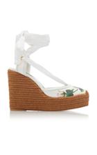 Dolce & Gabbana Floral-print Leather Platform Wedge Espadrilles